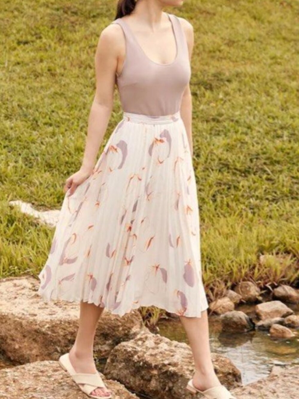 Love, Bonito Emory Pleated Midi Skirt in Floral Odyssey Print